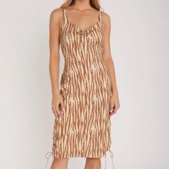 BNWT - BACKYARD ROSES RYDER MINI BROWN ZEBRA PRINT DRESS - Picture 2 of 11